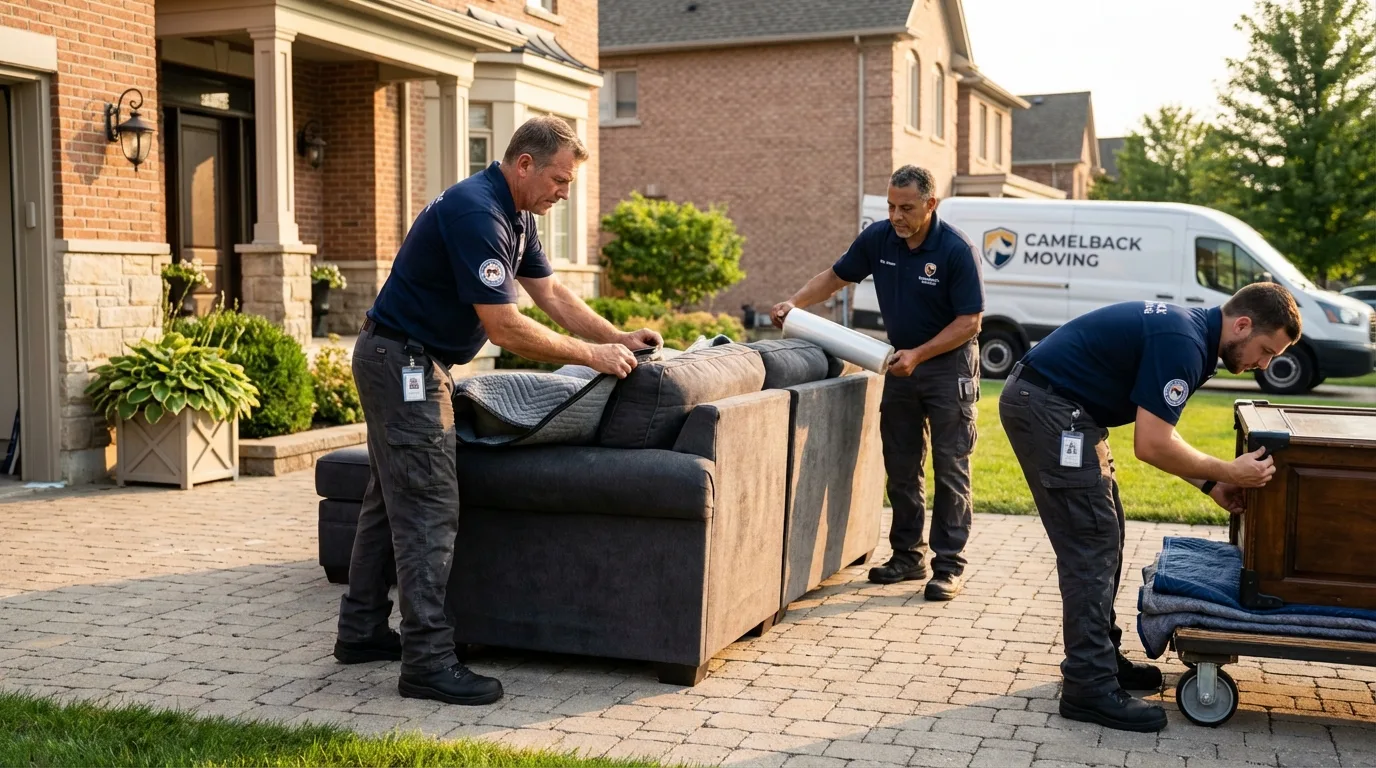 Large estate moving crew wrapping furniture in Harlan, IN